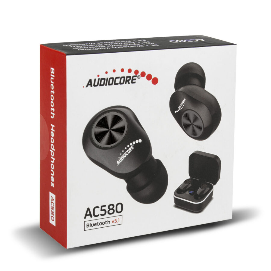 Audiocore AC580 TWS BT 5.1 Vezeték nélküli Fülhallgató Töltőtokkal, Fekete - Image 6