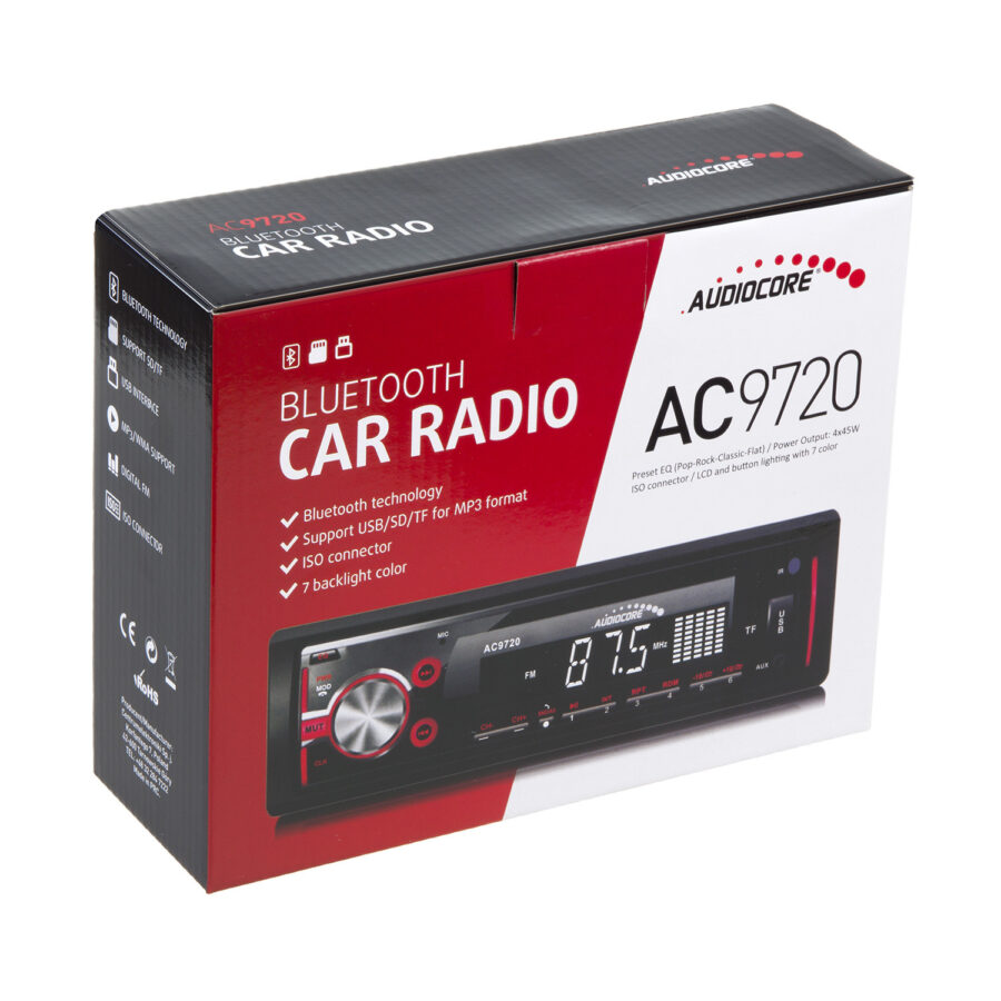 Audiocore AC9720 B Multiszínű Bluetooth Autórádió MP3/WMA/USB/RDS/SD ISO-val - Image 5
