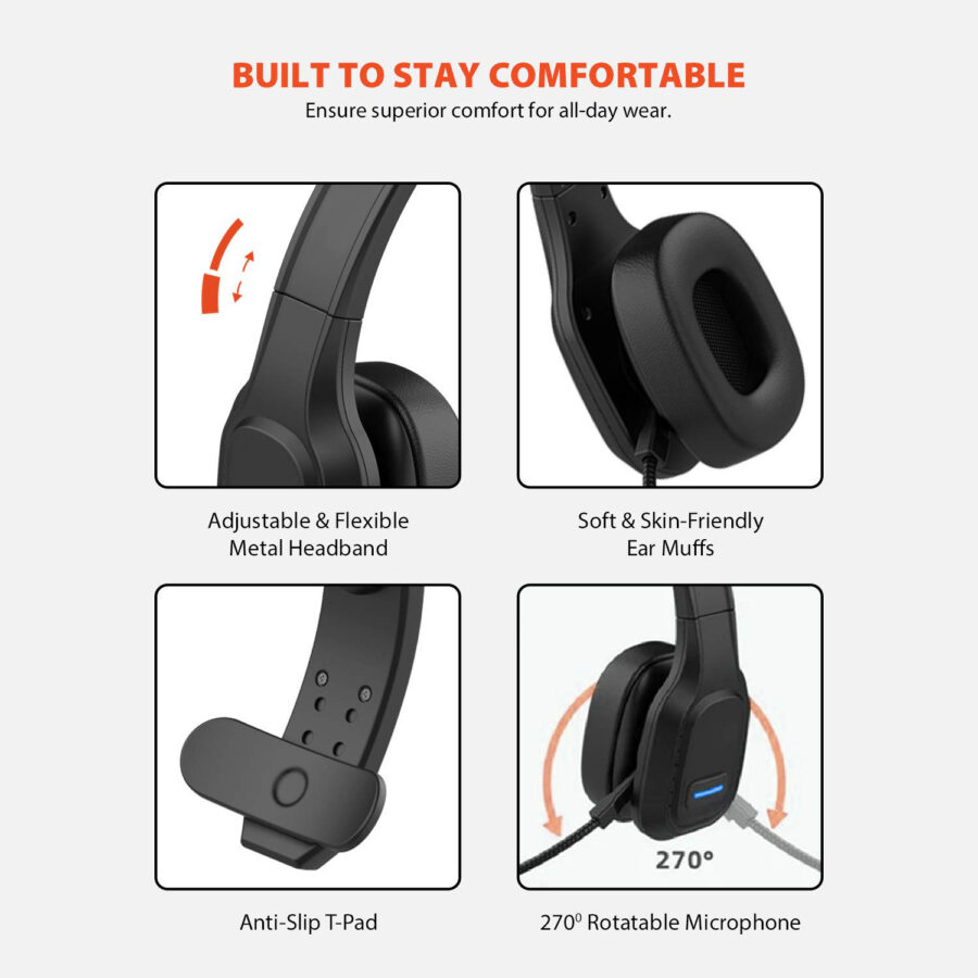 Audiocore AC864 Bluetooth ANC Call Center Fejhallgató Mikrofonnal - Image 7