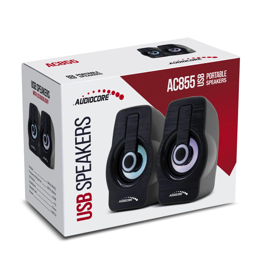 Audiocore AC855 B Fekete USB Számítógépes Hangszórók, 6W - Image 3