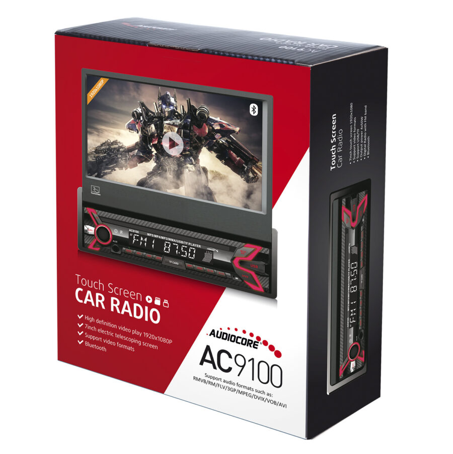 Audiocore Autós Multimédia Lejátszó, 7" Kihúzható Érintőképernyős LCD, 1080P, MP5, AVI DivX, Bluetooth, RDS, Távirányítóval, AC - Image 4