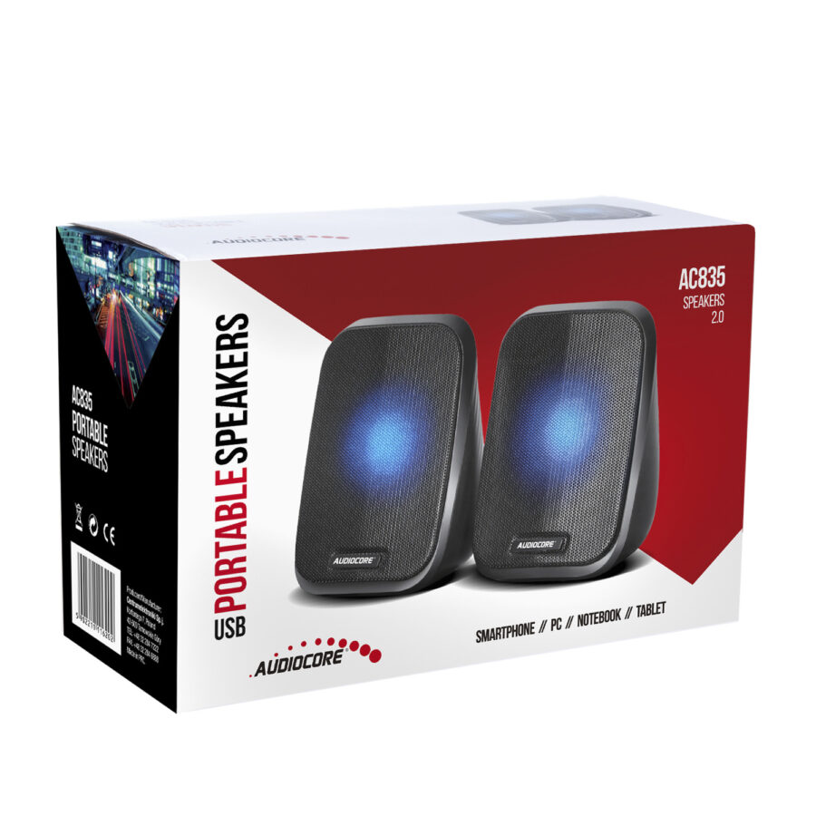 Audiocore AC835 LED USB Számítógépes Hangszórók 6W Fekete - Image 3
