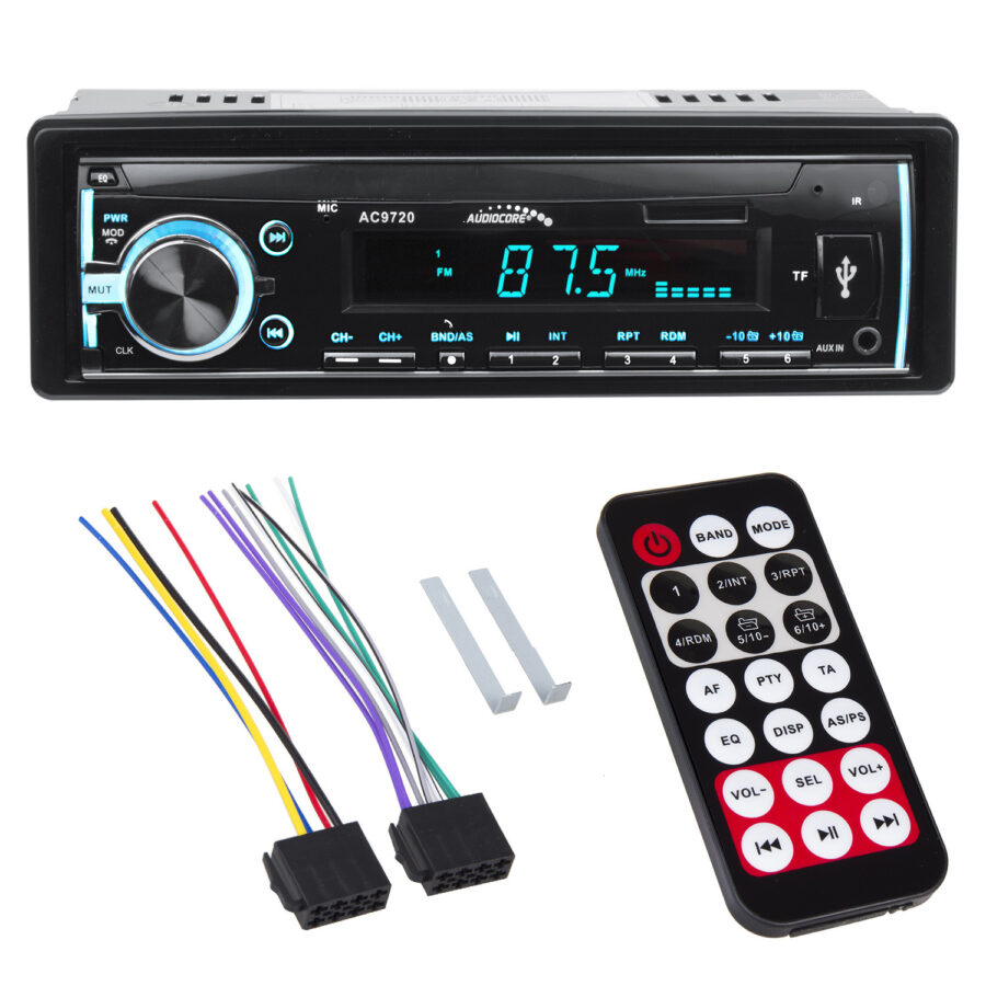 Audiocore AC9720 B Multiszínű Bluetooth Autórádió MP3/WMA/USB/RDS/SD ISO-val