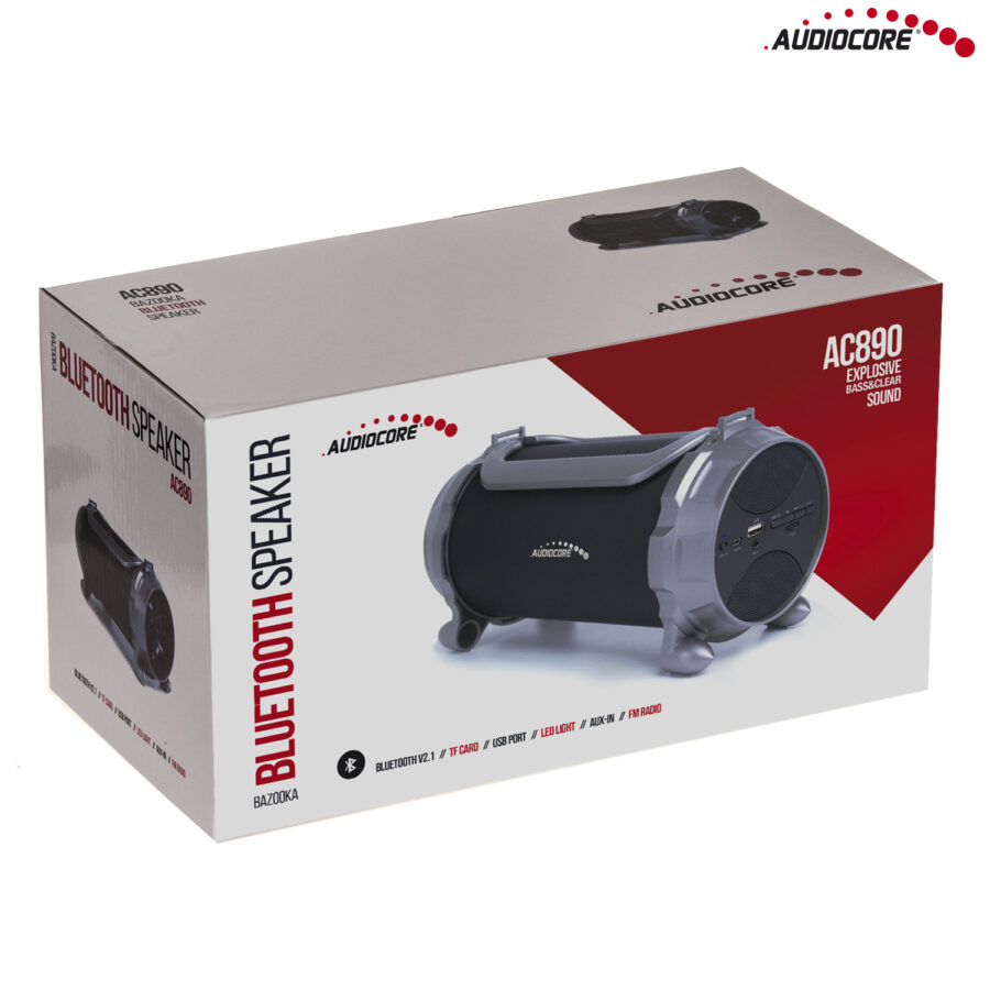 Audiocore Bazooka Bluetooth Hangszóró, FM rádió, microSD kártya, fekete, 100W, 2000mAh, AC890 - Image 6